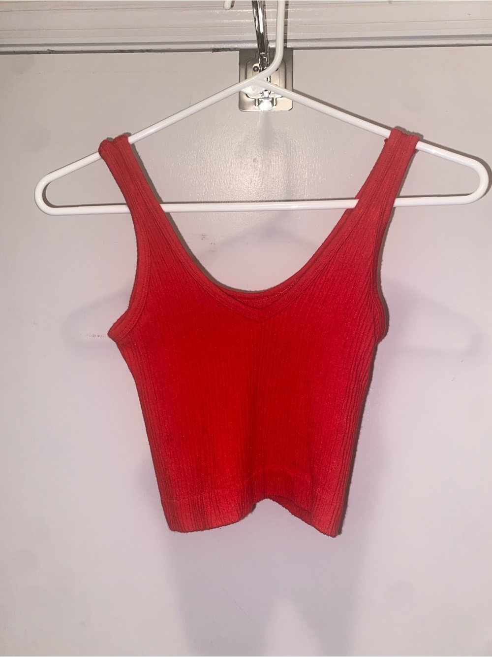 Urban Outfitters Red Ribbed Scoop Tank Top